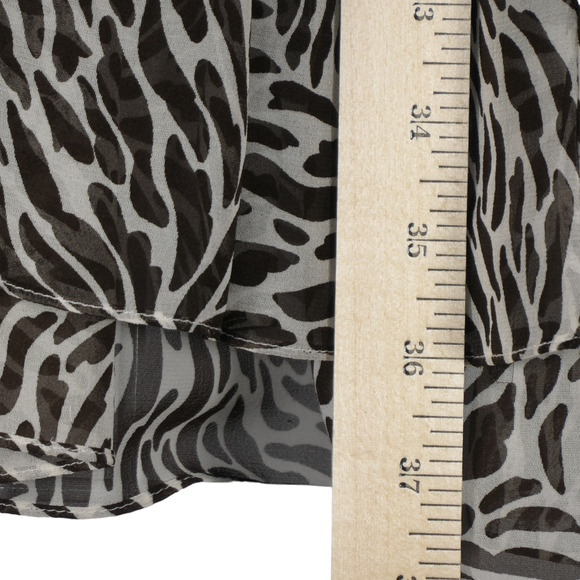 Michael by M Kors Brown Sheer Dress Womens Size M Zebra Wild Ruffle 100% Silk - Picture 10 of 11